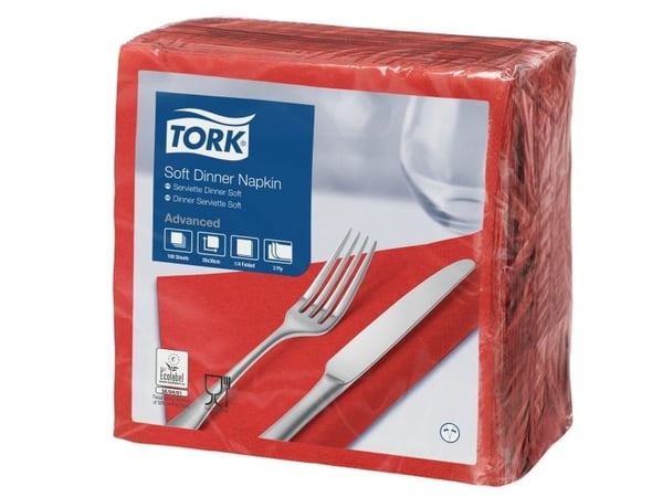 Tork servett 39x39 cm 3-lagers Röd, 12 pk x 100 st/krt