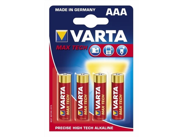 Varta Max Tech AAA - 4 pack, Single-use battery, AAA, Alkalisk, 1,5 V, 4 styck, 44,5 mm