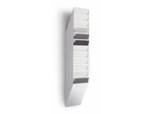 Broschyrhållare Durable Flexiboxx A4 vit med 12 fack högt - väggmonterbar inkl. frontplatta (set)