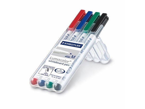 Whiteboardmarker Staedtler® 301 med 4 stk. ass. farver i plastetui