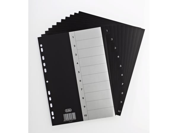 ELBA NEW BLACK REGISTER 1-10, SORT - (20 stk.)