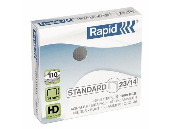 Rapid Standard - Stifter - 23/14 - 14 mm - galvanisert metall - galvanisert - pakke av 1000 - for Fashion HD110, HD210