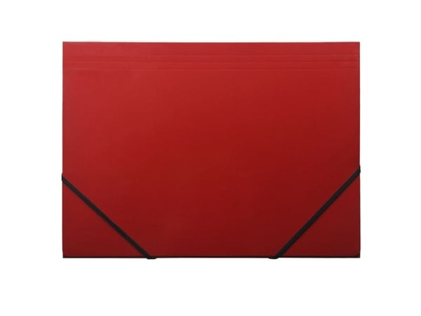 Kartonmappe Q-Line A4 rød m/3 klapper &amp; elastik blank - (10 stk.)