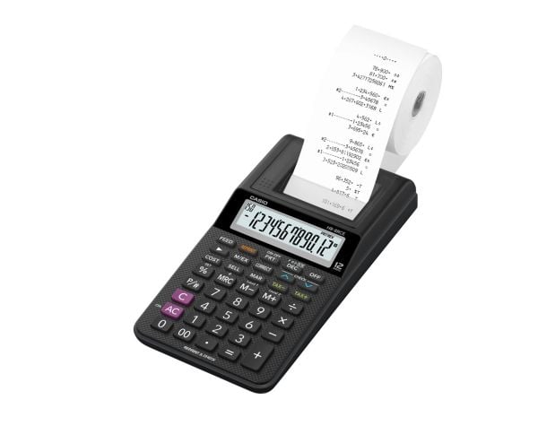 Strimmelregner Casio HR 8RCE Euro m/stort 12-cifret display