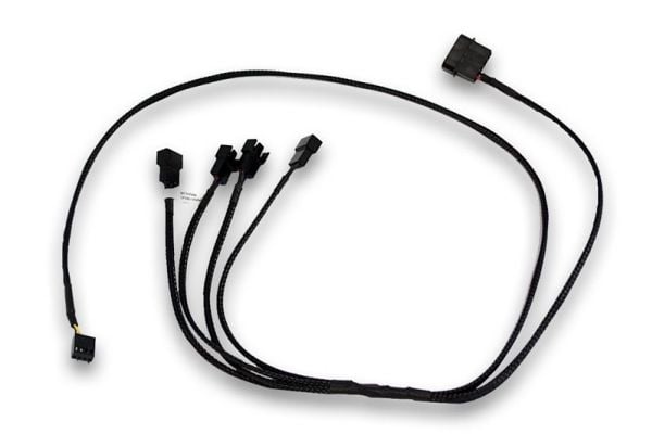 EkWaterBlocks - Viftestrømsplitter - 4-pin intern strøm, 4-pins PWM (hann) til 4-pins PWM (hunn) - 80 cm