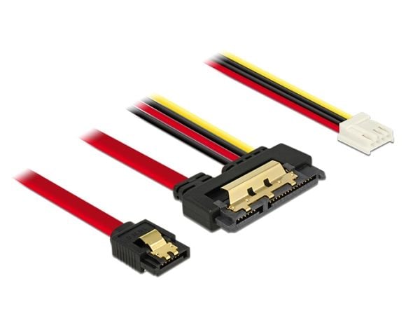 Delock - SATA-kabel - Serial ATA 150/300/600 - 4-pin mini-strømkontakt, SATA (R) til SATA-kombo (R) rett - 30 cm