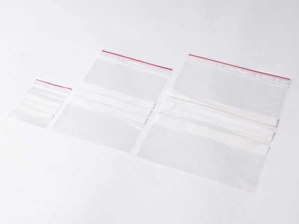 Lynlåspose, Grippie, 50 µm, 200 x 300 mm LD-PE, Transparent, med skrivefelt lynlåslukning, pakke a 1
