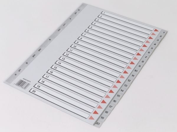 Register, Q-Line, A4,210x297mm, grå Pakke med 10 sæt - (10 stk.)