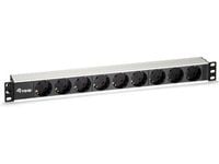 Equip 333292, 1U, Horisontal, Aluminium, Sort, Sølv, 9 AC-utganger, 2 m
