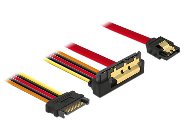 Delock - SATA-kabel - Serial ATA 150/300/600 - SATA, SATA-strøm til SATA-kombo (R) vinklet nedover - 30 cm