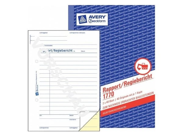 Avery Zweckform - Rapport/direktørrapport - 40 ark - A5 (148 x 210 mm) - dublett - karbonfri