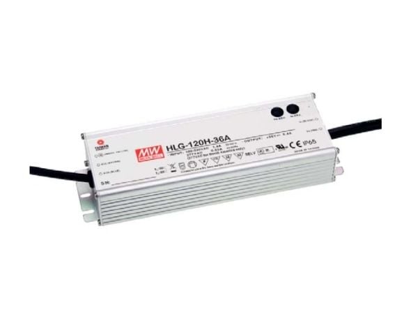 MEAN WELL HLG-120H-12B, 120 W, IP65, 62000 timer, 90-305 V, 47 ~ 63 Hz, 1.4 / 115VC, 0.6 / 230VC, 0.55 / 277VC