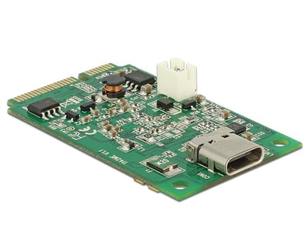Delock Mini PCIe I/O PCIe täysikokoinen 1 x USB Type-C 3.1 Gen 2 - USB-adapteri - PCIe Mini Card - USB-C 3.1 Gen 2 x 1
