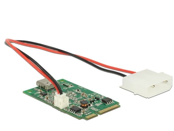 Delock Mini PCIe I/O PCIe täysikokoinen 1 x USB Type-C 3.1 Gen 2 - USB-adapteri - PCIe Mini Card - USB-C 3.1 Gen 2 x 1