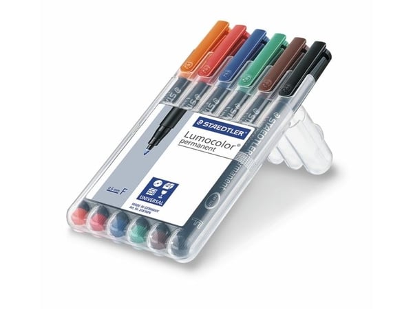 Staedtler 318 WP6, Musta, Sininen, Ruskea, Vihreä, Oranssi, Punainen, Musta, Läpinäkyvä, Polypropeeni (PP), 0,6 mm, 6 kpl