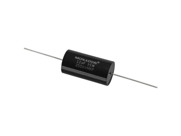 Monacor MKPA-120, Sylindriske, Sort, 12000 nF, 250 V, 46 mm, 23,5 mm