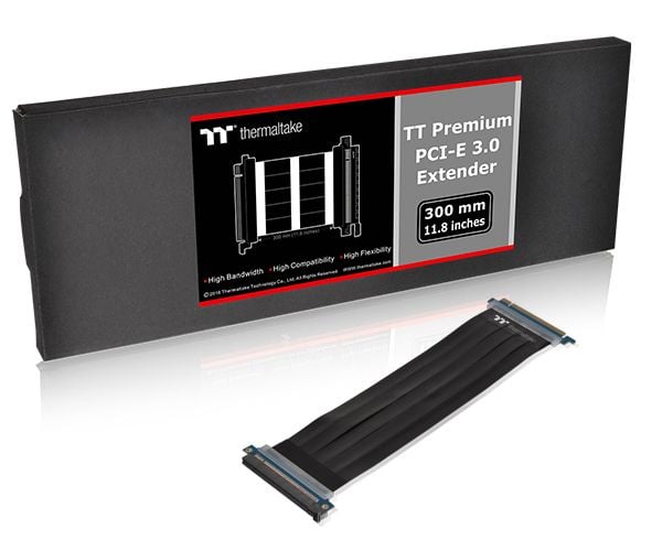 Thermaltake TT Premium PCI-E 3.0 Extender - PCI Express x16-kabel - 164 pin PCI Express (hann) til 164 pin PCI Express (hunn) - 30 cm - svart