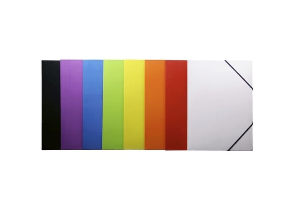 Kartongmapp Q-Line A4 blå m/3 klapper &amp; elastik blank - (10 stk.)