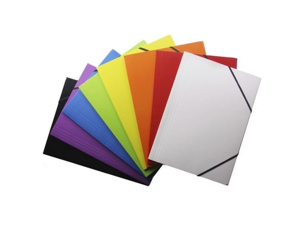 Kartongmapp Q-Line A4 blå m/3 klapper &amp; elastik blank - (10 stk.)