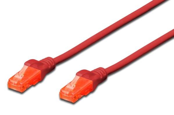 DIGITUS Professional - Koblingskabel - RJ-45 (hann) til RJ-45 (hann) - 3 m - UTP - CAT 6e - IEEE 802.3 - halogenfri, formstøpt, uten hindringer - rød