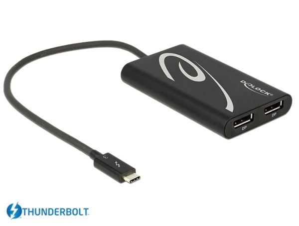 DeLOCK - Ekstern videoadapter - Thunderbolt 3 - 2 x DisplayPort - sort