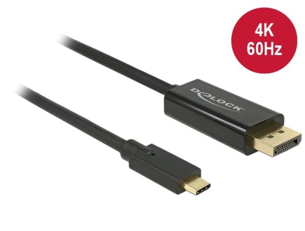 DeLOCK 85256, 2 m, USB Type-C, DisplayPort, Uros, Uros, Kulta