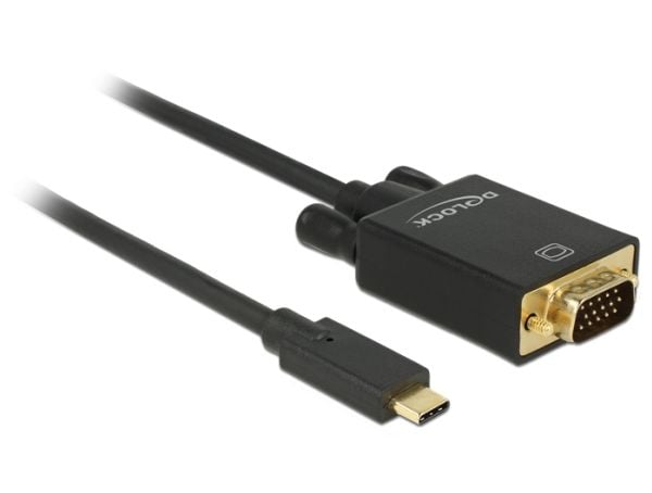 Delock - Ekstern videoadapter - ITE IT6516BFN - USB-C - D-Sub - svart - løsvekt