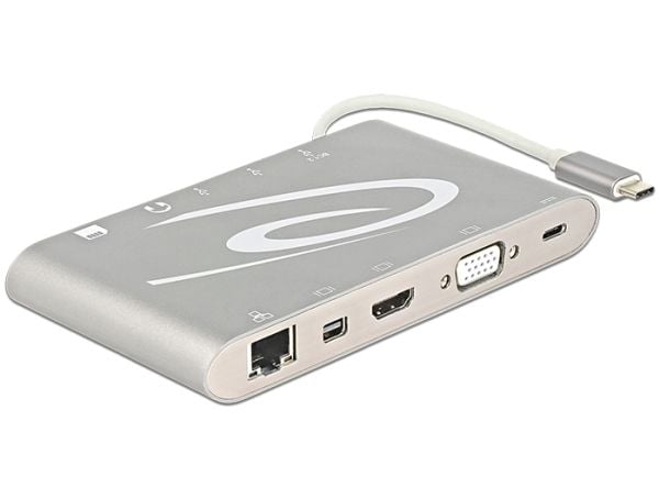 Delock USB Type-C 3.1 Docking Station 4K - Dokkingstasjon - USB-C - VGA, HDMI, Mini DP - 1GbE
