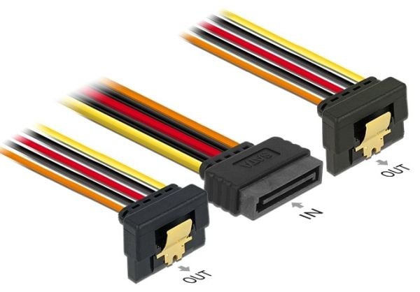 Delock - Strømkabel - SATA-strøm (hann) til SATA-strøm (hunn) - 3.3 / 5 / 12 V - 15 cm