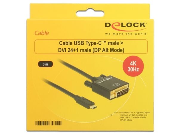 Delock - Extern videoadapter - USB-C - DVI - svart - detaljhandel