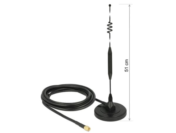 DeLOCK 12429, 6 dBi, 0.800 - 0.960 / 1.710 - 2.700 GHz, 50 O, Ympyräsäteilyantenni, SMA, Pystypolarisaatio