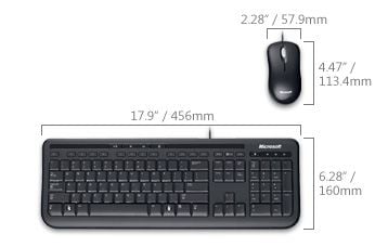 Microsoft Wired Desktop 600 - Sats med tangentbord och mus - USB - brittisk - svart