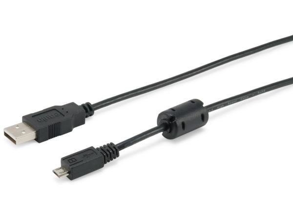 Equip 128551, 1,8 m, USB A, Micro-USB B, USB 2.0, Hankjønn/hankjønn, Sort