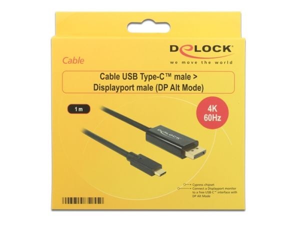 Delock - Ekstern videoadapter - USB-C - DisplayPort - sortering - detaljeralg