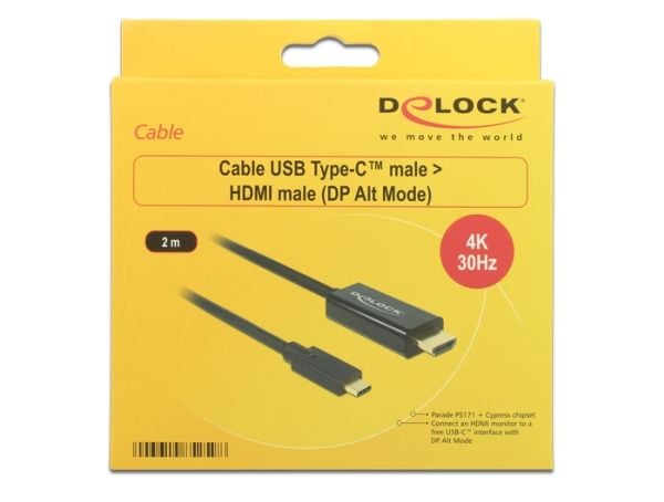 Delock - Extern videoadapter - Parade PS171 - USB-C - HDMI - svart - detaljhandel