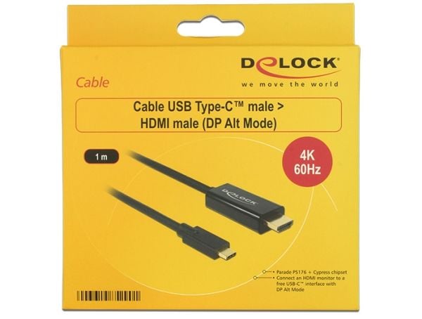 Delock - Ekstern videoadapter - Parade PS171 - USB-C - HDMI - svart - løsvekt