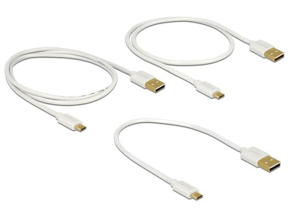 DeLOCK 83679, USB A, Micro-USB B, USB 2.0, Valkoinen