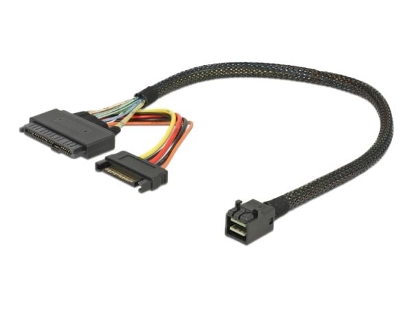 Delock - SAS intern kabel - SFF-8643 (hann) til SATA-strøm, U.2 (SFF-8639) - 30 cm - svart