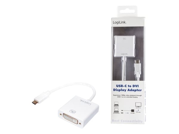 LogiLink UA0245A, 0,14 m, DVI, USB Typ-A, Vit