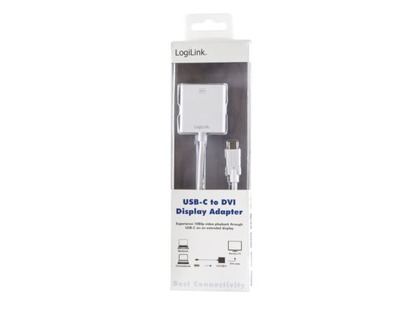 LogiLink UA0245A, 0,14 m, DVI, USB Typ-A, Vit