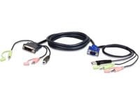 ATEN 2L-7DX2U - Kabel för tangentbord/mus/video/ljud - USB, HD-15 (VGA), mini-phone stereo 3.5 mm (hane) till mini-phone stereo 3.5 mm, USB typ B, ...