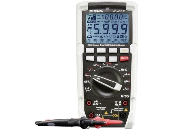 VOLTCRAFT 1590172 Käsikäyttöinen yleismittari digitaalinen Roiskevesisuojattu (IP65) CAT III 1000 V, CAT IV 600 V Näyttö (lukemat): 6000