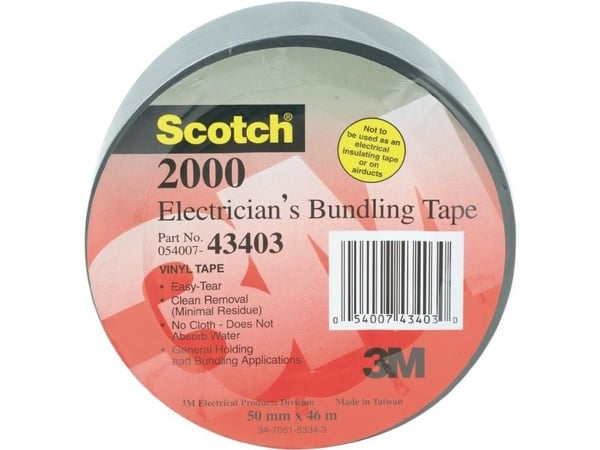 3M 2000 Cinta Americana, Grå, PVC, 46 m, 50 mm, 0,15 mm, 0,15 mm