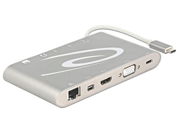 Delock USB Type-C 3.1 Docking Station 4K - Dokkingstasjon - USB-C - VGA, HDMI, Mini DP - 1GbE
