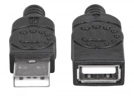 Manhattan 308519, 1 m, USB A, USB A, USB 2.0, Hankjønn/hunkjønn, Svart