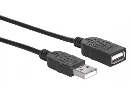Manhattan 308519, 1 m, USB A, USB A, USB 2.0, Hankjønn/hunkjønn, Svart
