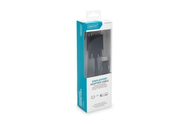 DIGITUS - Skjermkabel - DisplayPort (P) til DVI-D (P) låst - 2 m - formstøpt, tommelskruer - svart