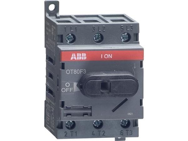 ABB OT80F3, 3P, Ledningsført, Sort, IEC 60947-3 / UL 508 / CSA C22.2 No. 14, 600 V, 52,5 mm
