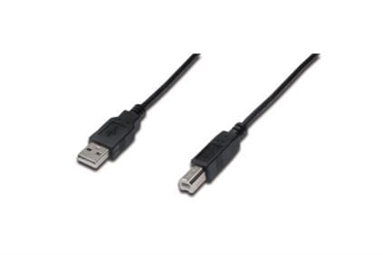 DIGITUS - USB-kaapeli - USB (uros) - USB Type B (uros) - USB 2.0 - 1,8 m - muotoiltu - musta