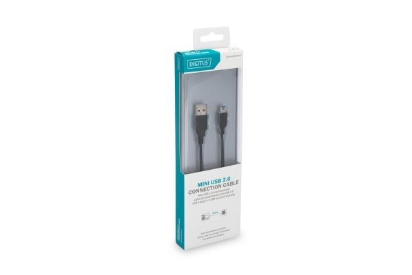DIGITUS - USB-kaapeli - USB (han) til mini-USB type B (han) - USB 2.0 - 1 m - formet - lajittelu